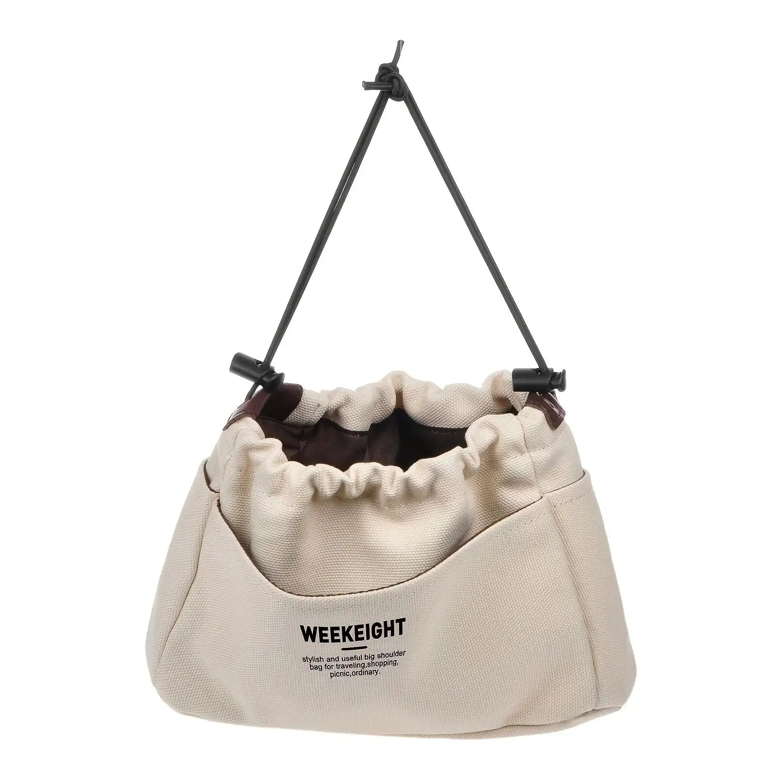 VoyageCraft Canvas Drawstring Storage Bag with Multiple Pockets Lightweight Portable Travel Organizer