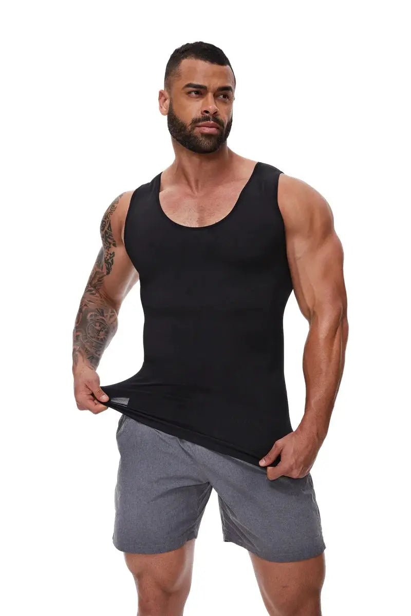 Simples Market men's black compression shirt with tummy control