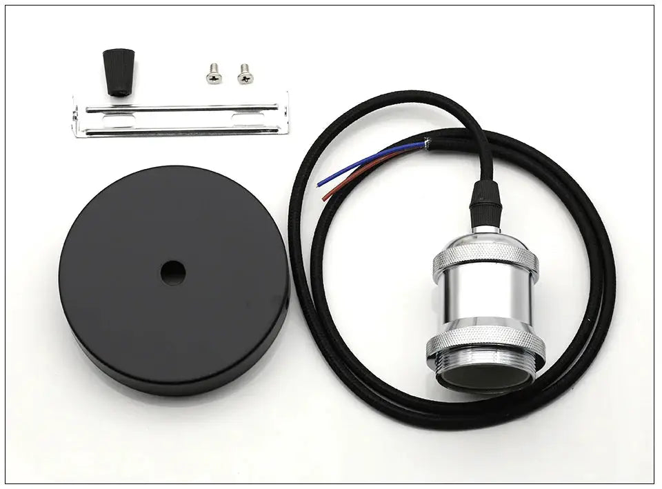 Pendant light kit by Simples Market; aluminum, industrial style with E27 socket, black canopy and mounting hardware