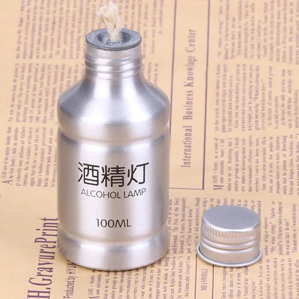 Alcohol lamp 100ML aluminum alloy bottle with cap, portable for outdoor camping and lab use