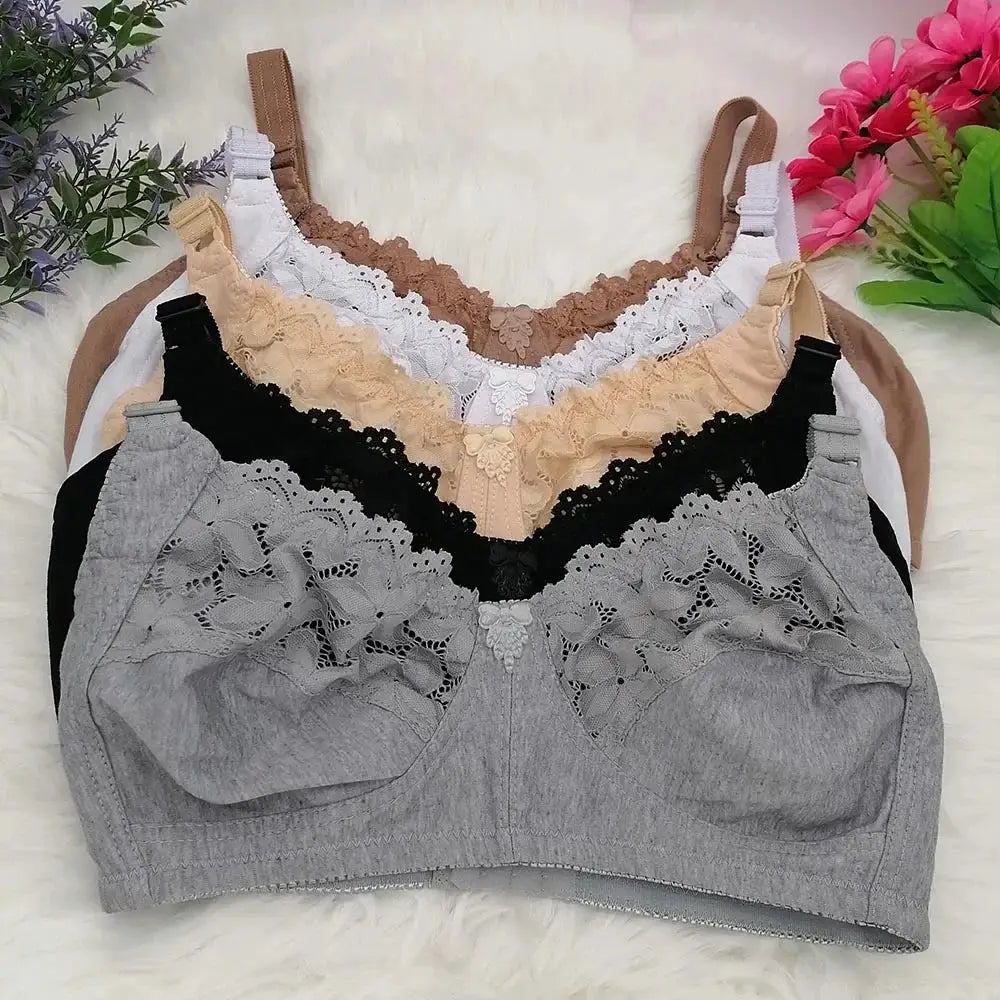 Simples Market wire-free lace bra set in assorted colors (gray, black, nude, white, taupe, brown)