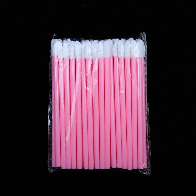 CosmoGlo Disposable Lip Brush Kit 50 Pcs Hygienic Nylon Wands for Precise Lipstick and Lip Gloss Application