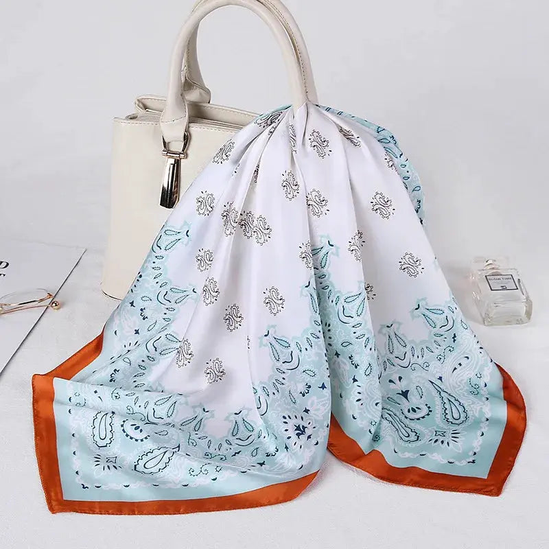 LuxeSilk Dot Print Silk Satin Neck Scarf 70 By 70 Cm Elegant And Versatile Hair Accessory For Women
