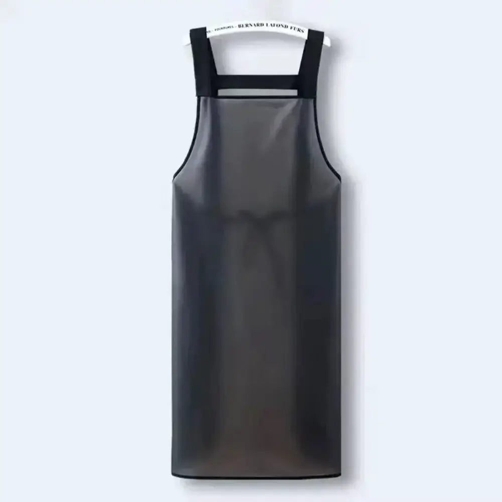 Simples Market transparent black PVC waterproof kitchen apron, oil-resistant
