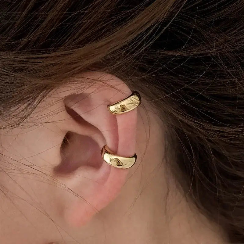 Ear cuffs gold-tone, C-shaped, no-piercing for women, 2 pcs
