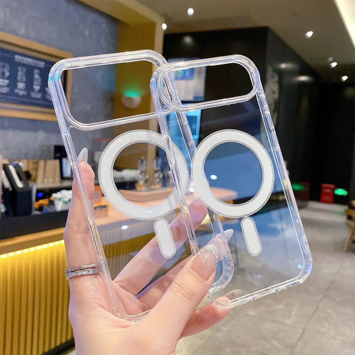 Transparent MagSafe iPhone case set (2-pack) for iPhone 11–17 series, clear shockproof covers
