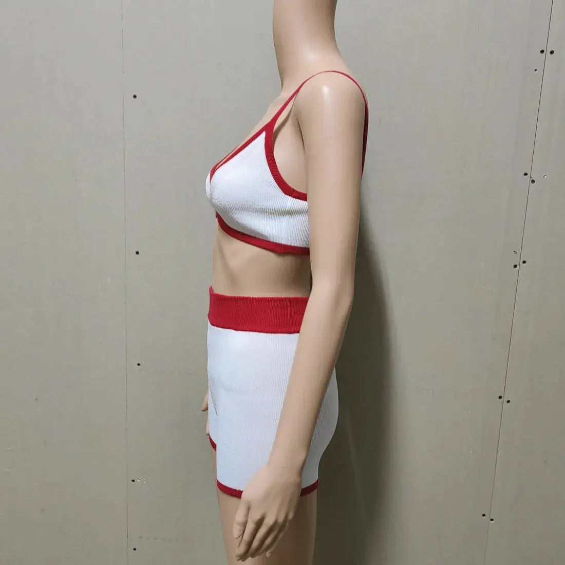 Tossy Summer Contrast Knit Halter Top And Short Trousers Set Y2K Women