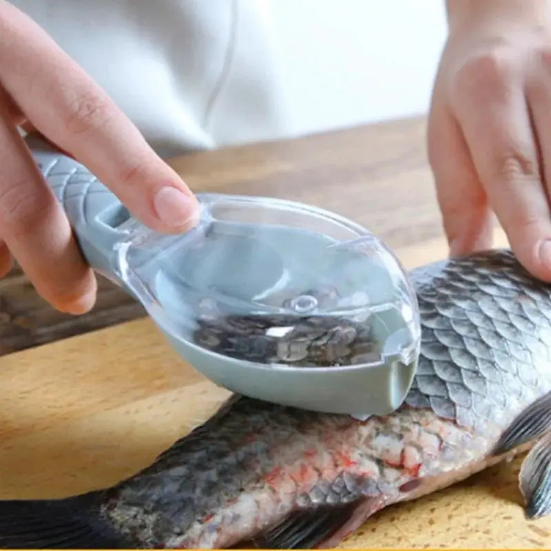 AquaEase Fish Scale Scraper With Lid Hygienic Splash Free Manual Descaling Tool With Ergonomic Handle