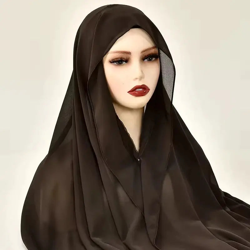 NovaVibe Instant Chiffon Hijab Magnetic Buckle Solid Color Muslim Scarf Effortless Wear