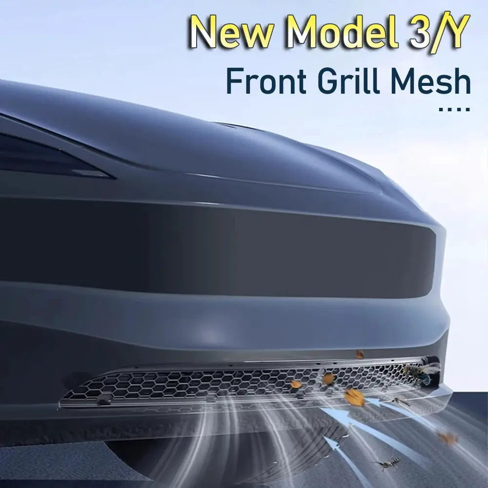 Grille mesh inserts for Tesla Model 3/Y front bumper, black hexagonal mesh, Simples Market
