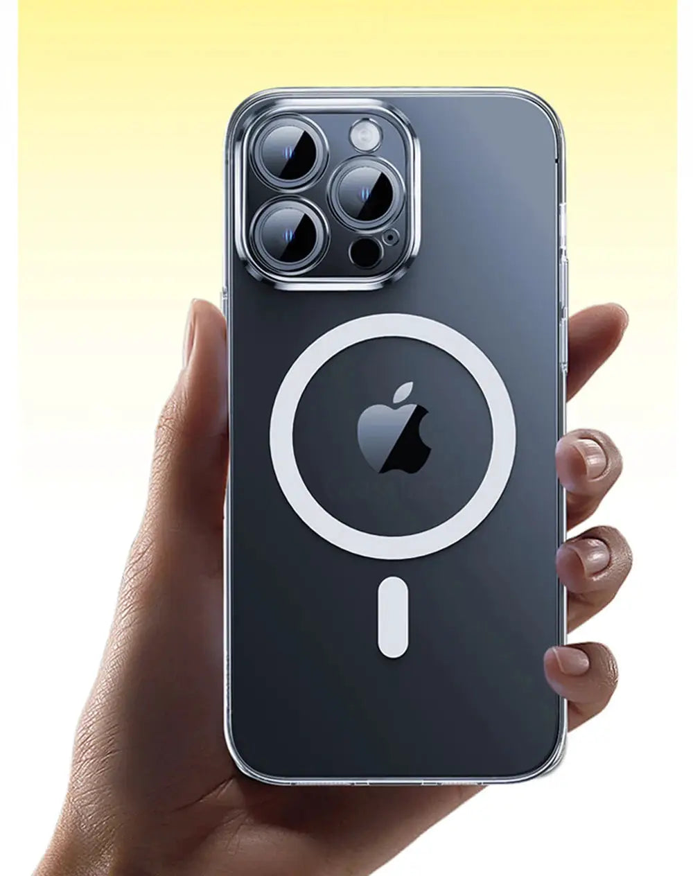 Luxury MagSafe wireless charging back case, transparent for iPhone, by Simples Market