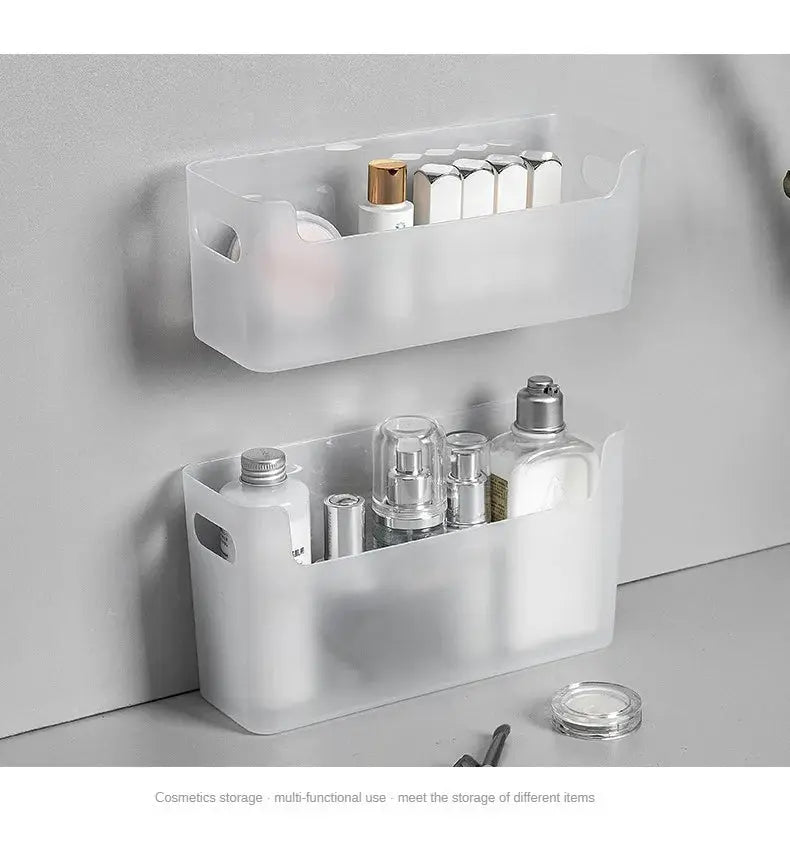 Simples Market non perforated cling film rack inside cabinet wall shelf set; white plastic, two shelves