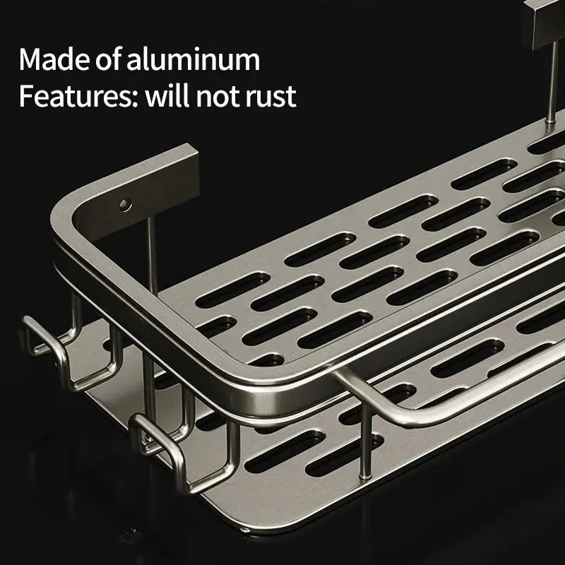 Multi-functional aluminum kitchen shelf with drying rack and no-drill wall mount, Simples Market