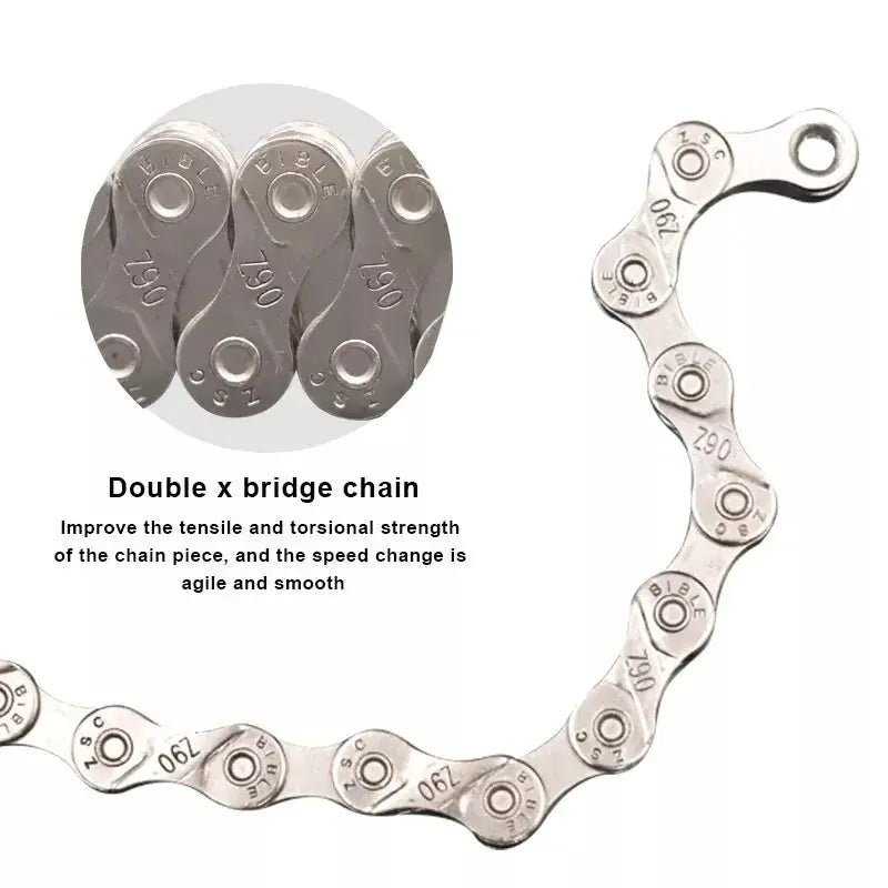 RIDERACE Ultralight Bicycle Chain 116 Links 8 to 12 Speed Silver for Mountain and Road Bikes 24 27 30 Speed Drivetrains