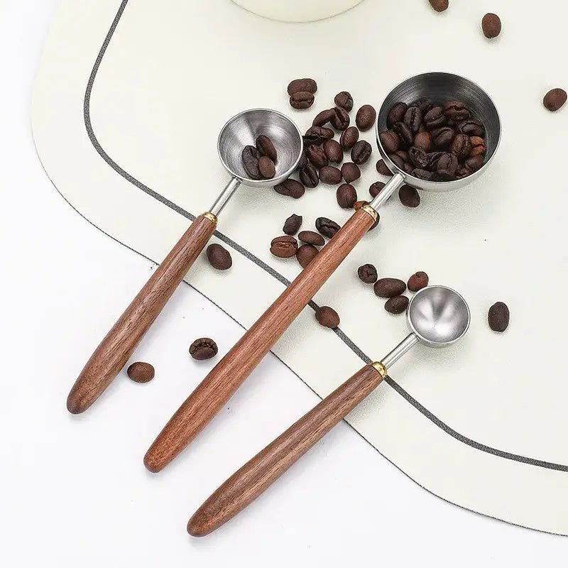 25ml Stainless Steel Coffee Scoop With Walnut Wood Long Handle