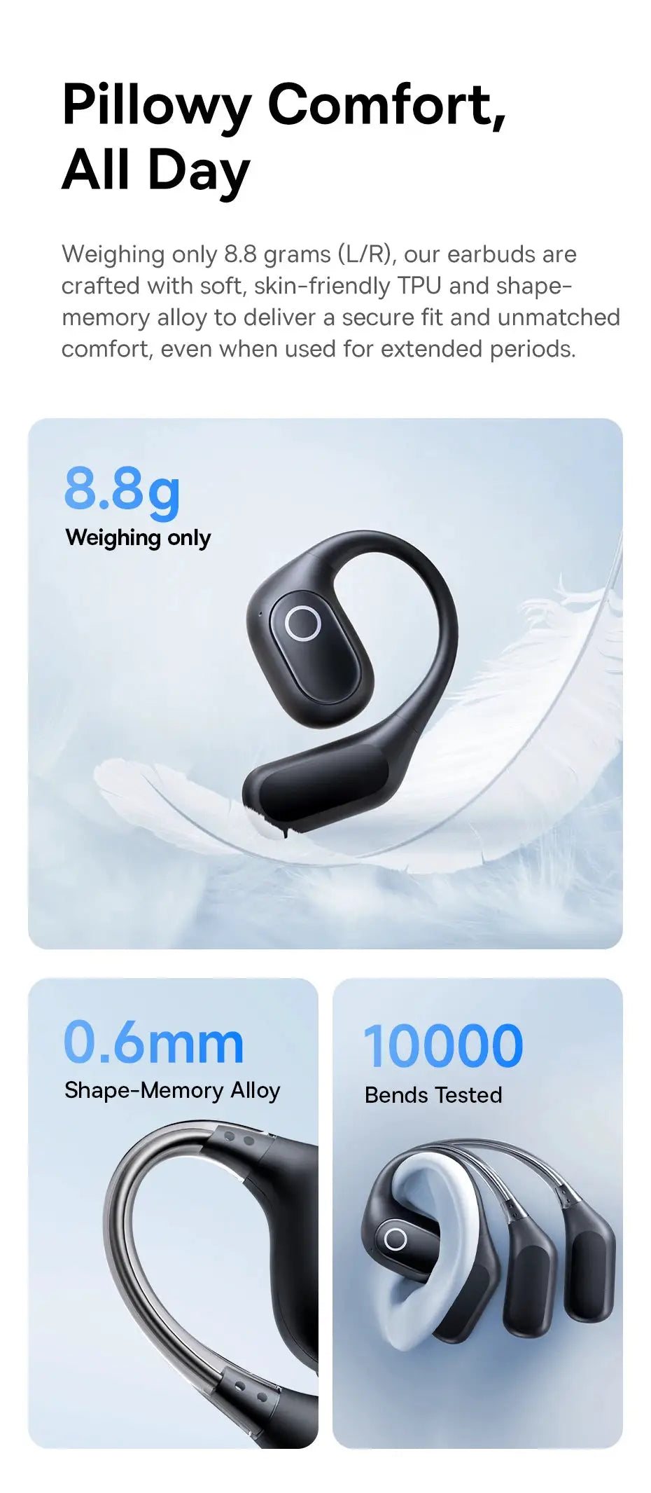 Baseus Eli 2i Fit open-ear wireless earphones with ear hooks, IPX5 waterproof, black
