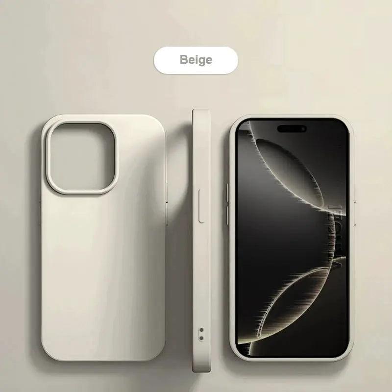 Liquid silicone phone case beige by Simples Market for iPhone multi-model, shockproof back cover