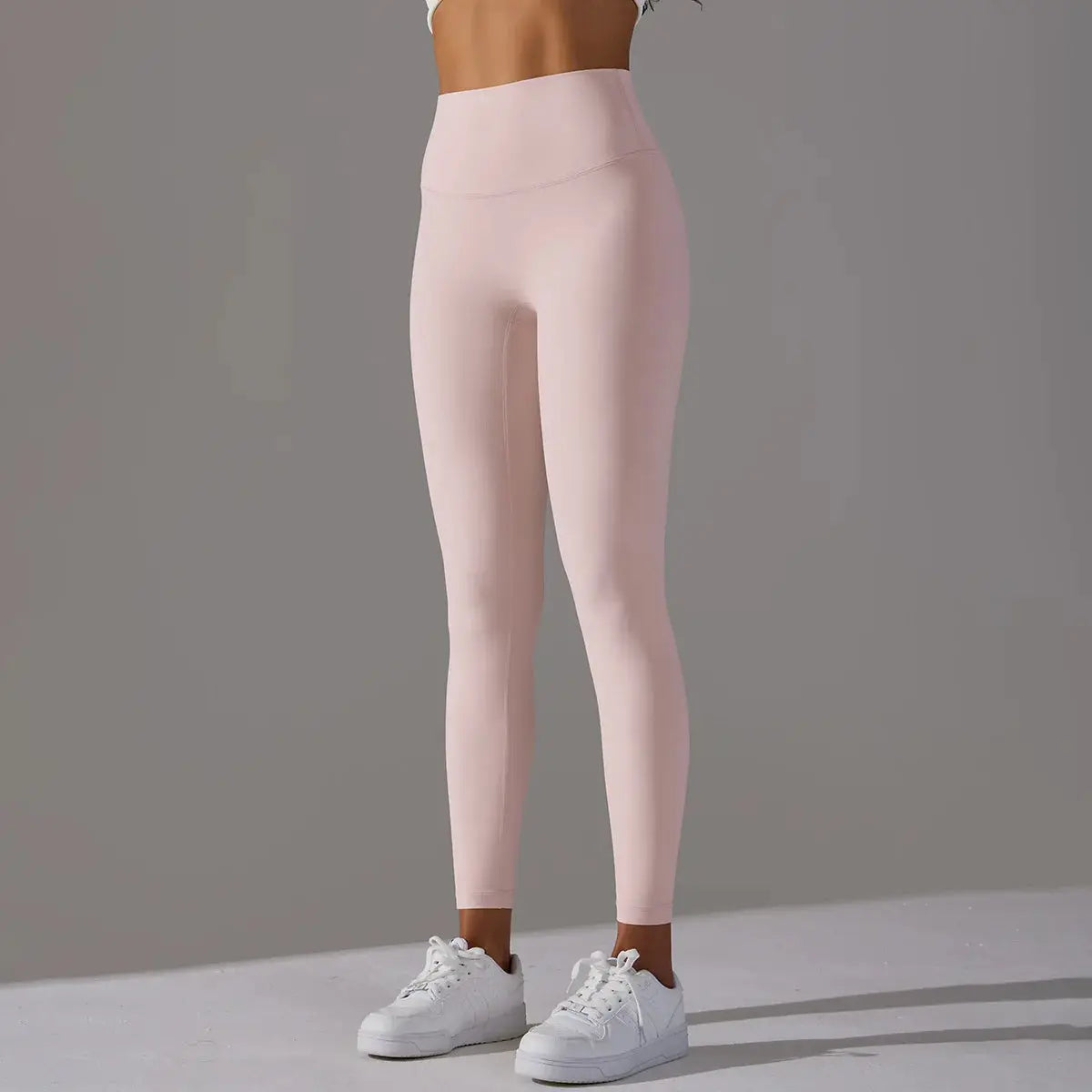 Leggings, high-waist nude pink fitness pants for women, yoga and running, full-length