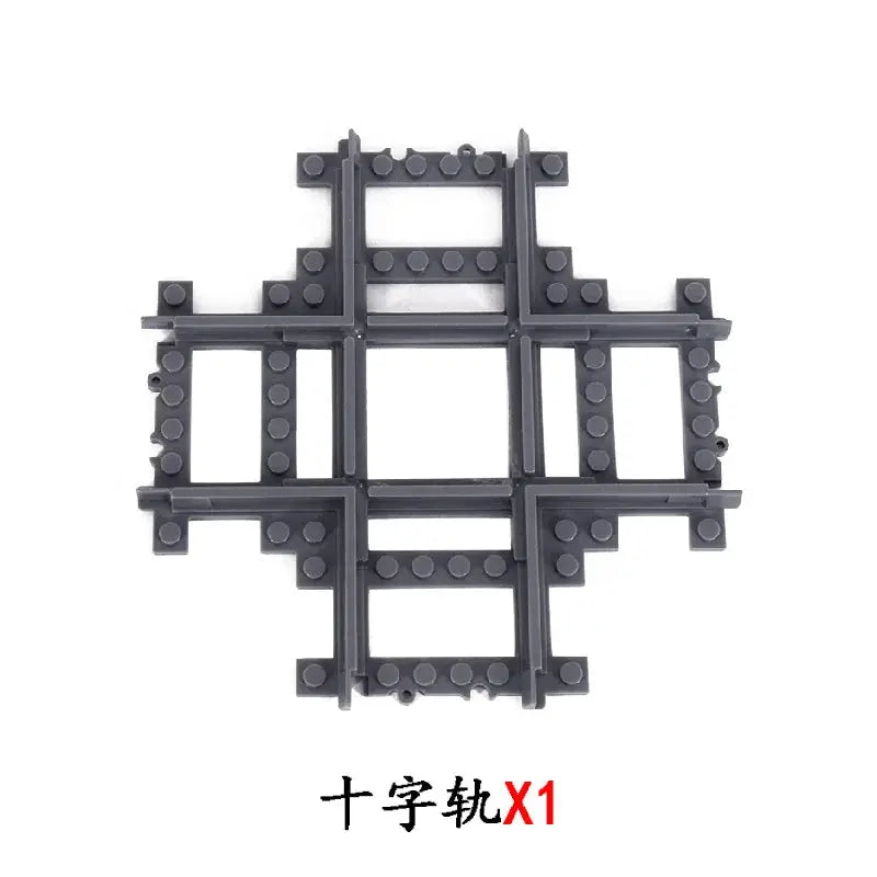 MOC City Train Rail Crossing Flexible Tracks Forked Straight Curved Rails Switch Building Block Bricks Creative DIY Toys