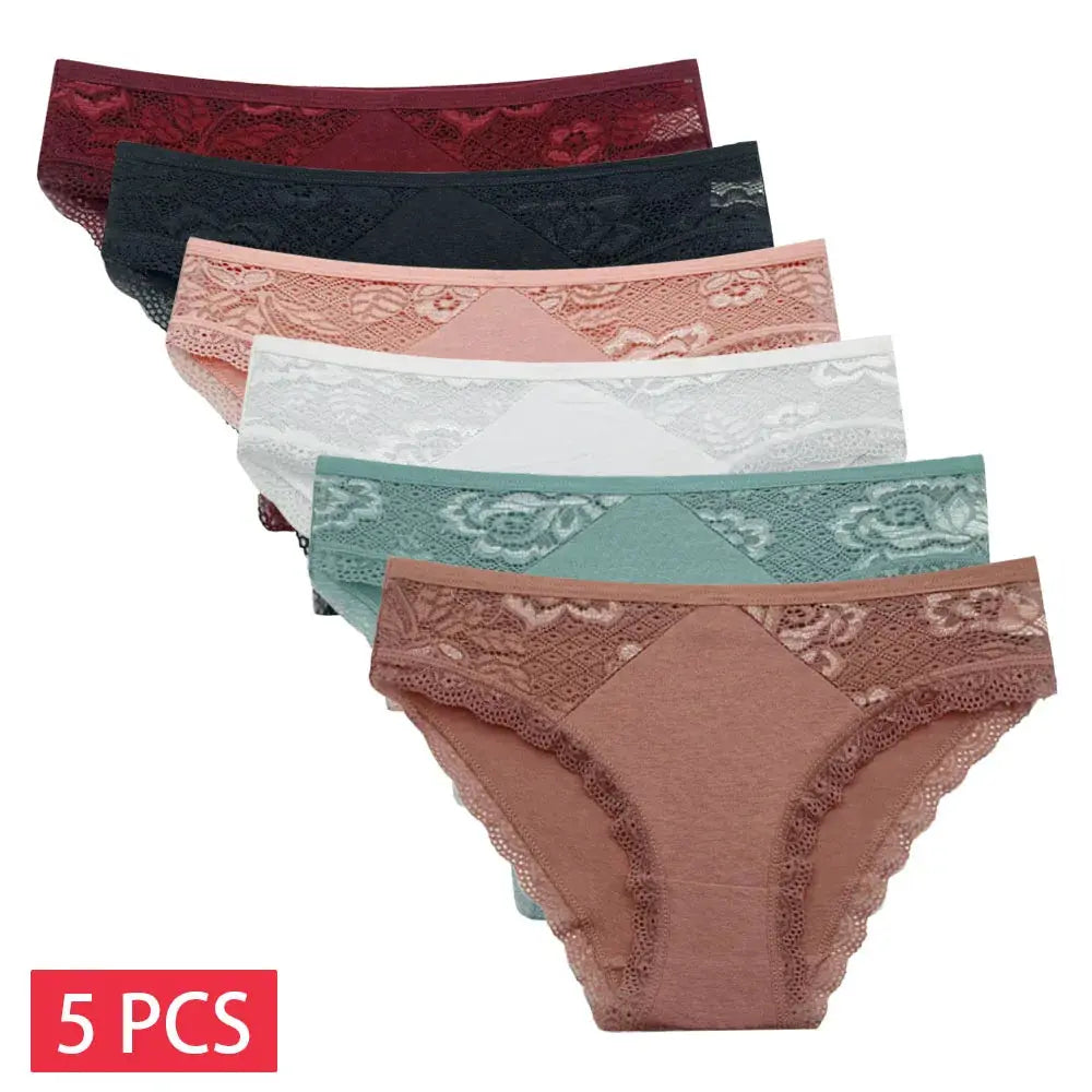 Lace panties 5-pack, low-rise, assorted colors by Simples Market