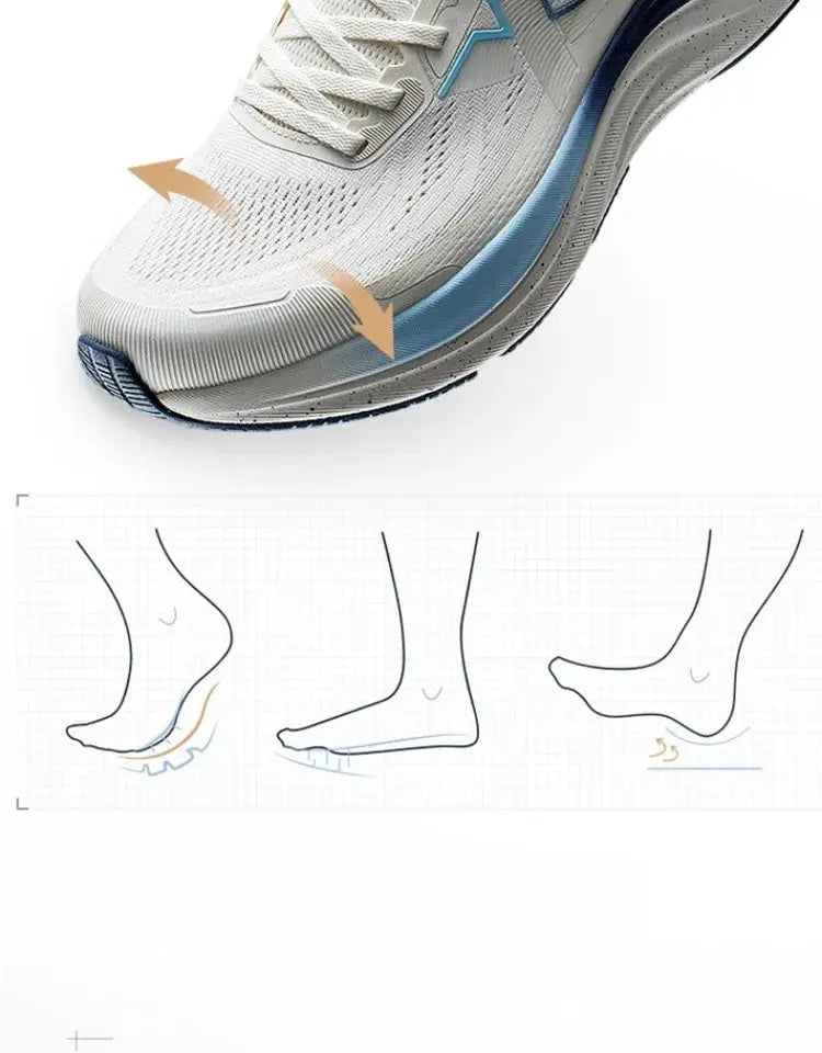 Xtep Qingyun Lite men's running shoes, white with blue accents, lightweight mesh upper
