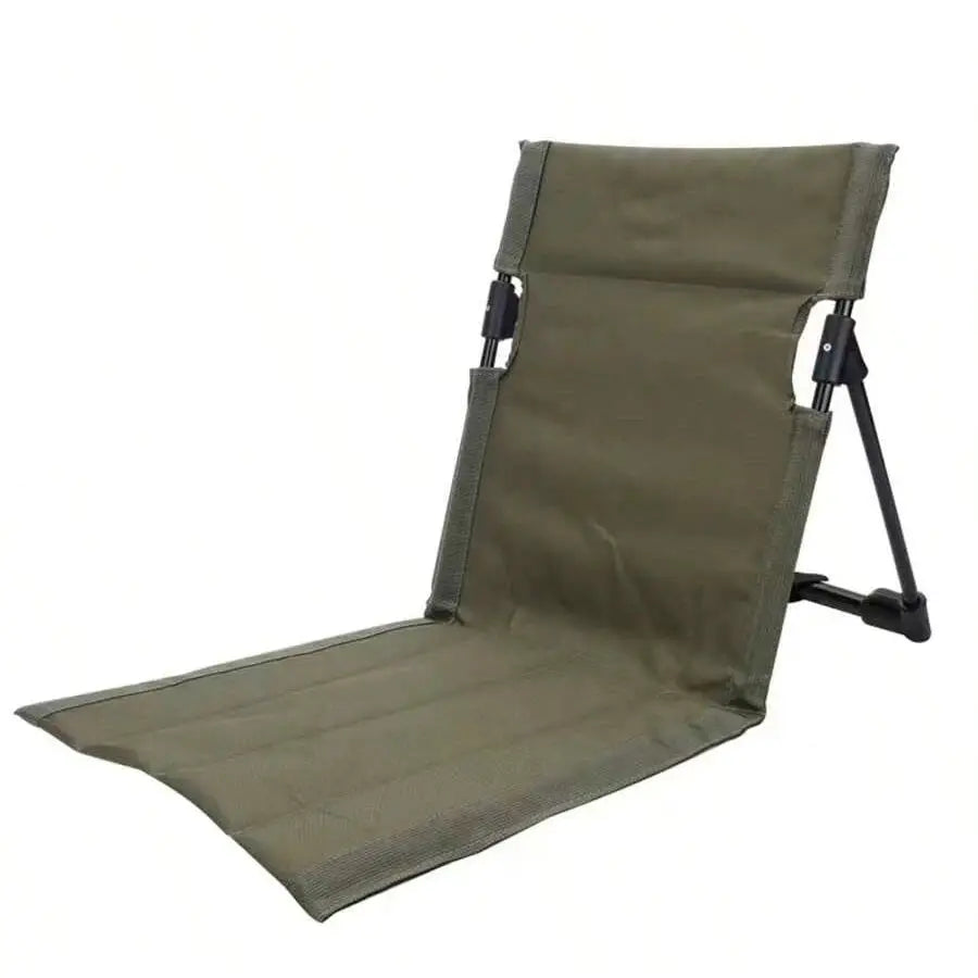 Outdoor foldable camping chair by Simples Market, olive green Oxford cloth with backrest.