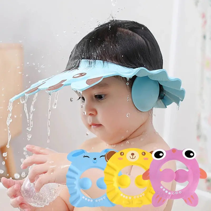 Adjustable Baby Shower Soft Cap For Kids Protecting Eyes And Ears During Bath Time