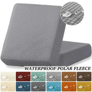 Waterproof polar fleece sofa cushion cover by Simples Market in gray; available in multiple colors.