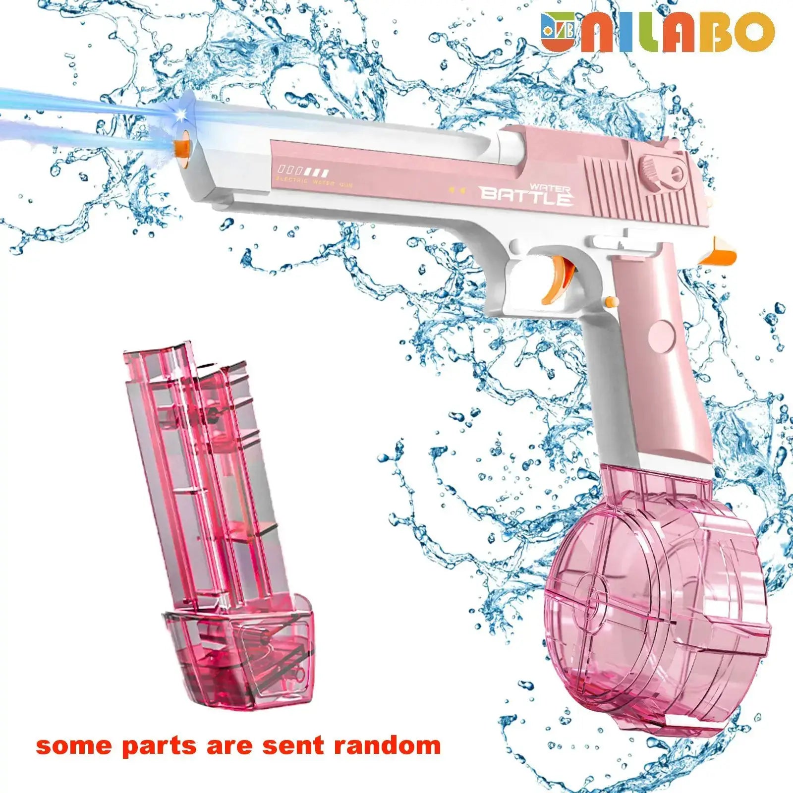 Unilabo M416 Electric Water Gun Battery Powered with External Water Bottle Attachment for Kids and Adults Outdoor Fun