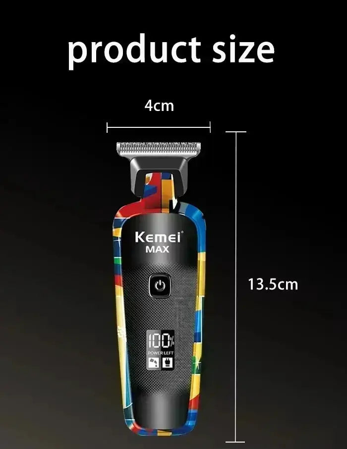 Kemei MAX electric hair clipper with graffiti-pattern colorful body, rechargeable beard trimmer