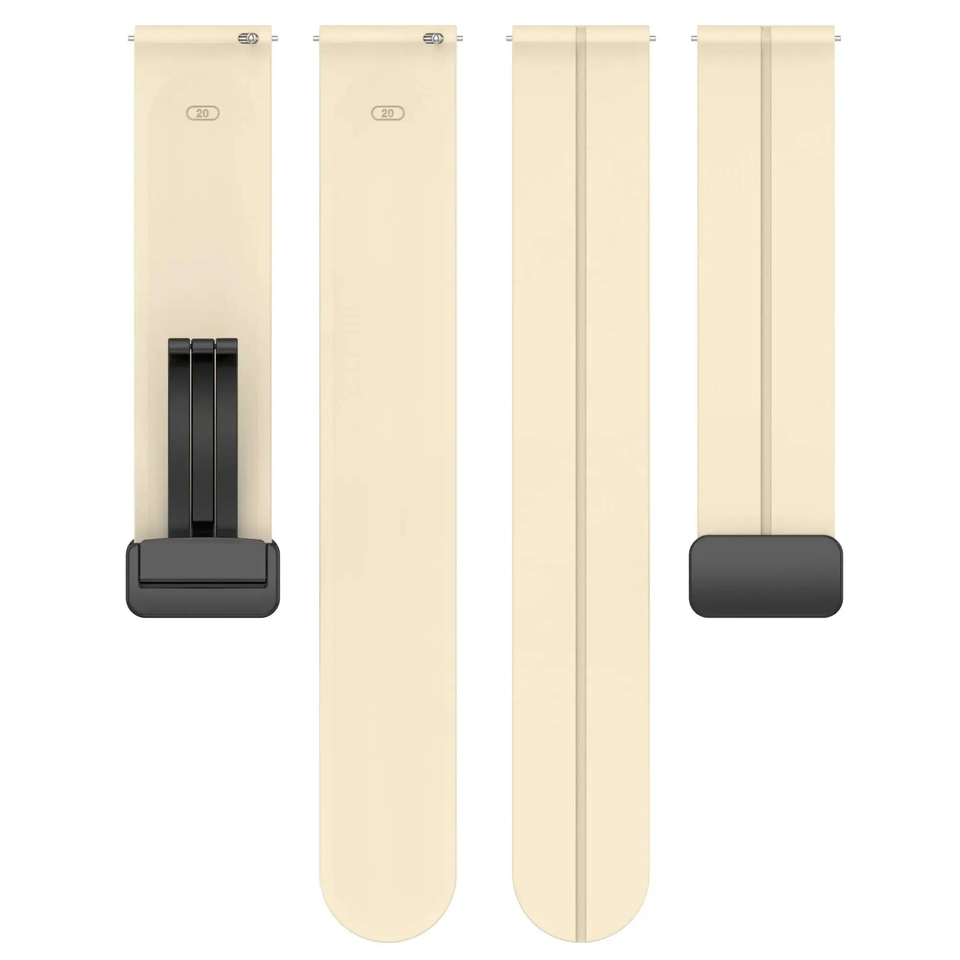 Simples Market beige silicone watch strap set, 20/22mm, magnetic buckle, compatible with Samsung Galaxy Watch and Huawei GT series