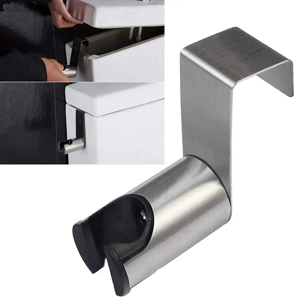 Bidet sprayer holder bracket, stainless steel, wall-mount for hand shower, Simples Market bathroom accessory.