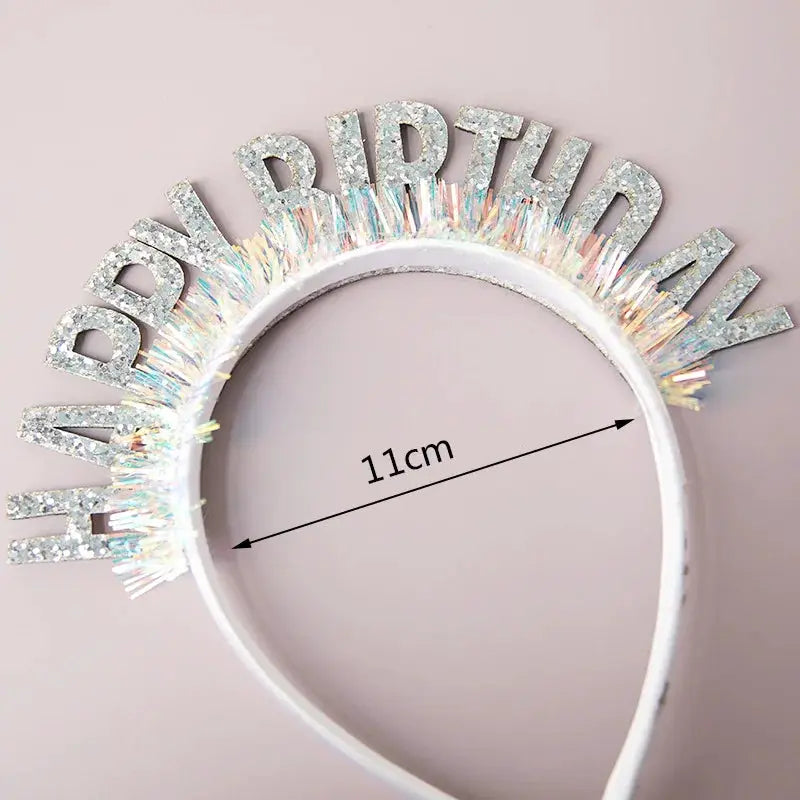 Glitter Happy Birthday Sequin Headband Birthday Decoration for Kids and Adults Pink Silver Blue Headbands