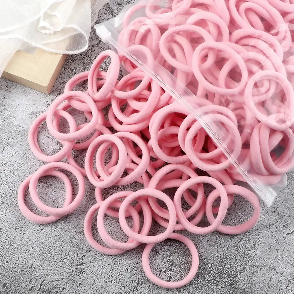 NovaHair 50 Pcs Mixed Colors Hair Bands 4 Cm Elastic Hair Ties Ponytail Holders Gentle Hold For Everyday Ponytails