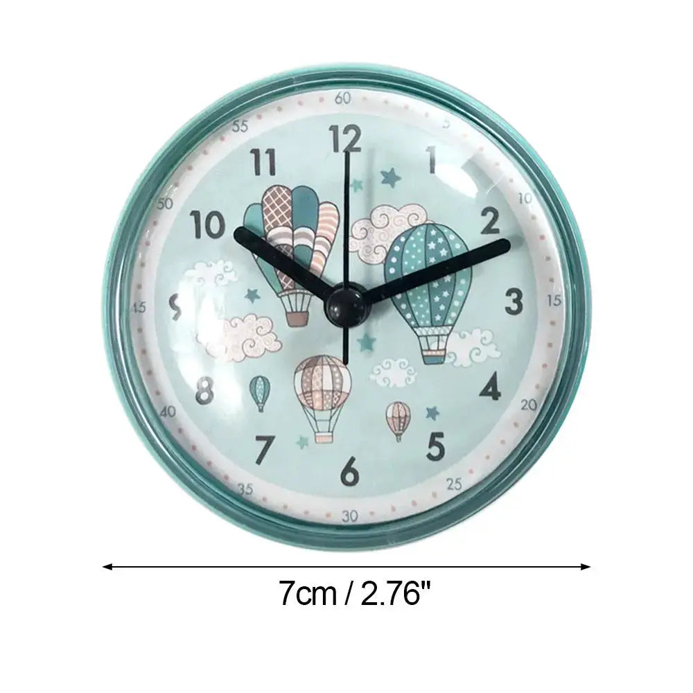 Mini Sucker Wall Clock, teal frame, 7cm waterproof anti-fog quartz clock by Simples Market