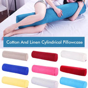 Cotton-linen cylindrical pillowcase set in 9 colors for sofa lumbar neck-roll headrest decor and cushion covers