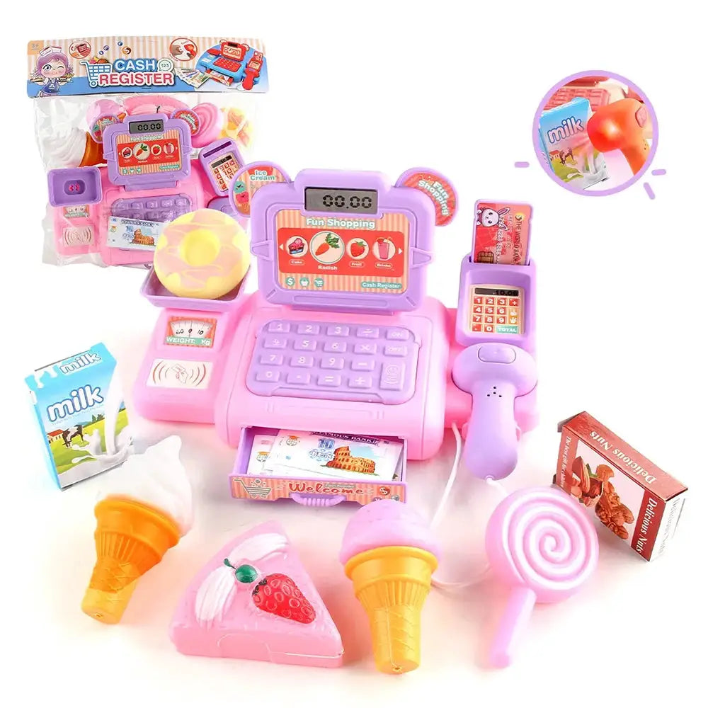 Simulation Shopping Cashier Toy Set With Electronic Lights And Sounds For Supermarket Checkout Play