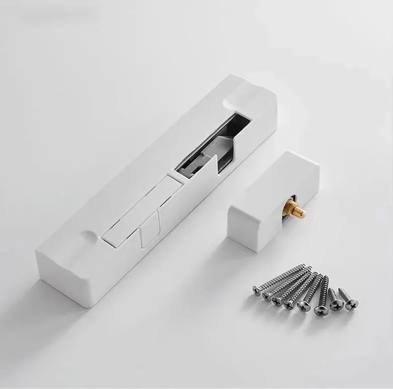 Door buffer damper hydraulic door closer, white plastic body with screws and mounting bracket