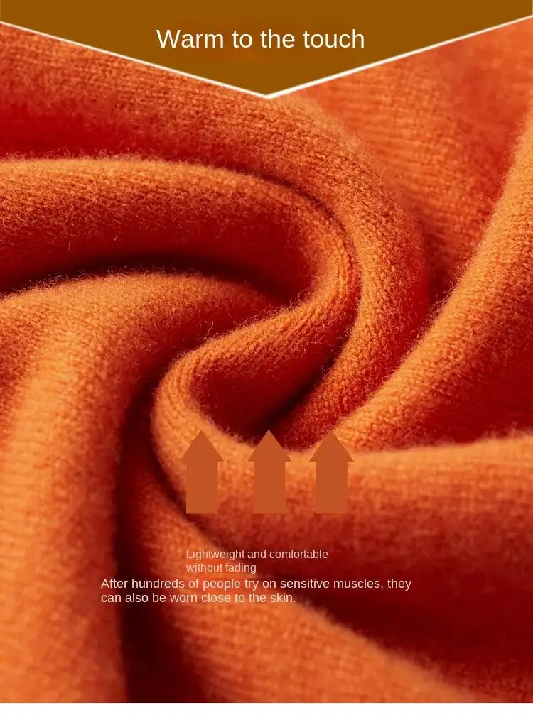 Men's orange cashmere sweater, O-neck, oversized fit