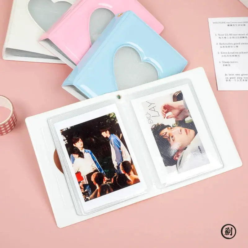 1 Piece 3 Inch Photocard Holder Heart Hollow Photo Album With 32 Pockets Card Binder For Mini Idol Pictures Storage Case