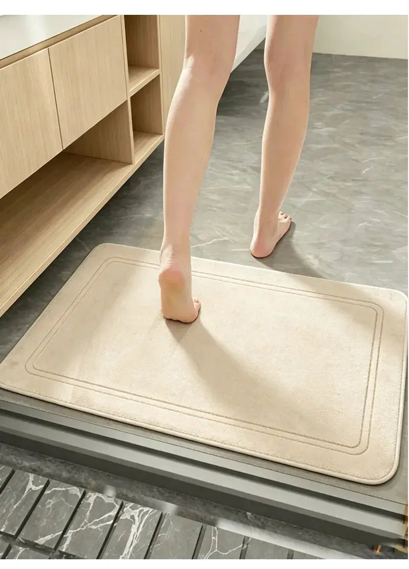 Simples Market beige bathroom rug, soft and quick-drying, non-slip shower mat for home bathroom decor