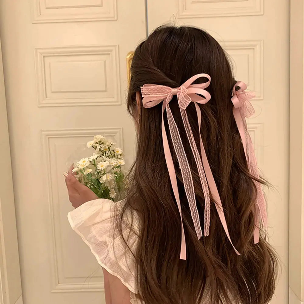 VelvetAura Mesh Bow Hair Clips Set For Women And Girls Elegant Party Accessories Set Of 2 Or 6