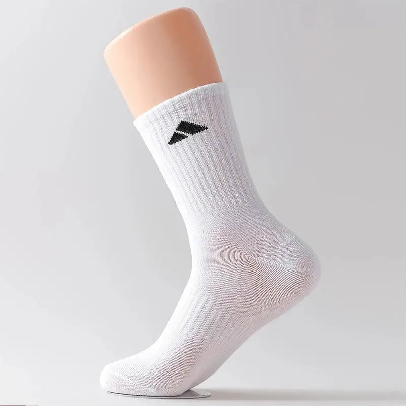 5 Pairs Black And White Patterned Mid Length Unisex Socks For Men And Women Comfortable Sports Socks