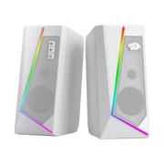 Redragon GS520 RGB desktop speakers pair, white 2.0 PC stereo with RGB LED lights
