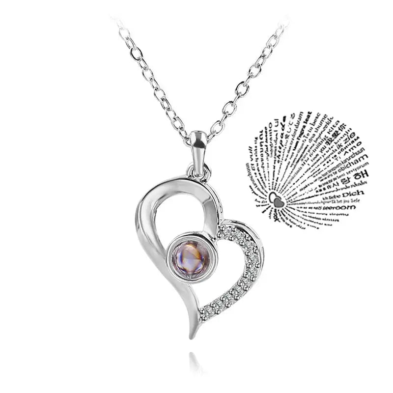 Projection Necklace I Love You In 100 Languages Pendant For Girlfriend Romantic 2026 Creative Jewelry Gift - Simples Market