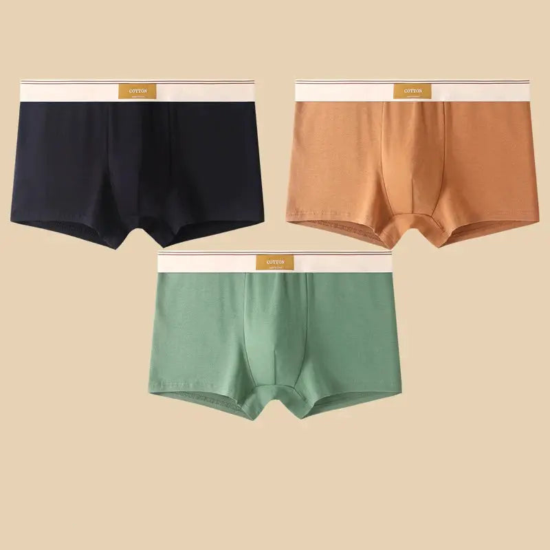 Men's Cotton Boxer Briefs Breathable Comfortable Solid Underwear