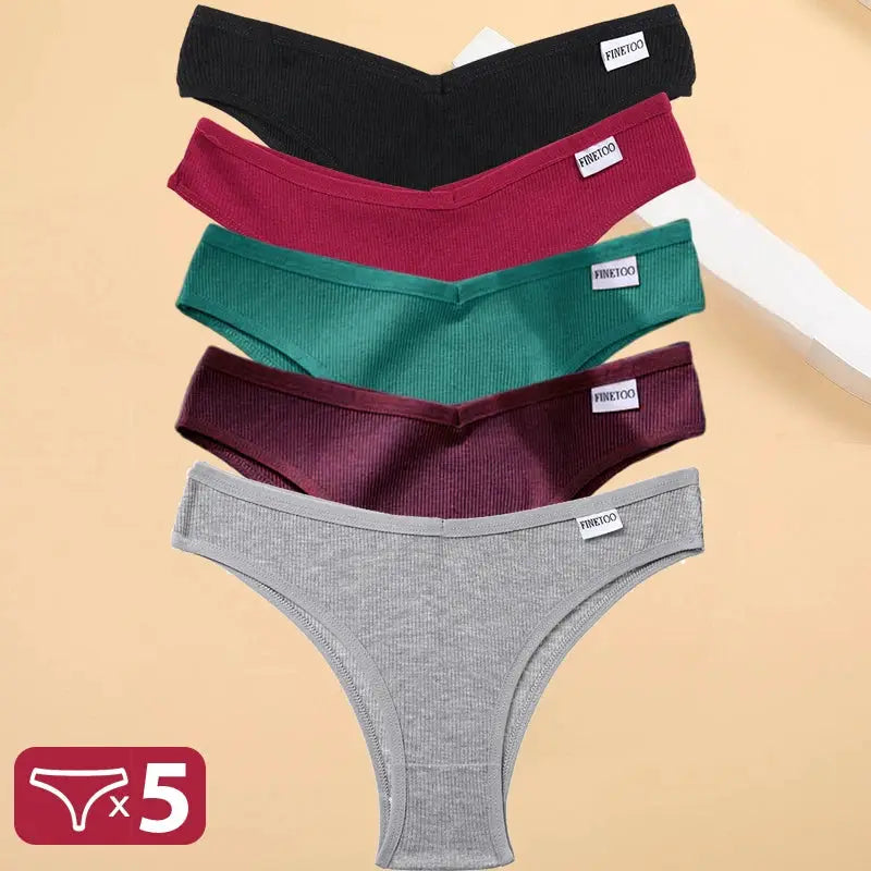 Cotton panties 5pc set for women, Finetoo, assorted colors