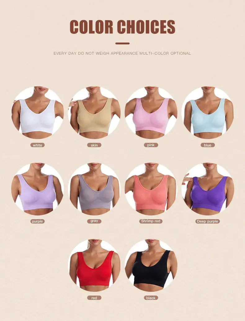 S-7XL plus-size wireless seamless bra by Simples Market in 10 color options