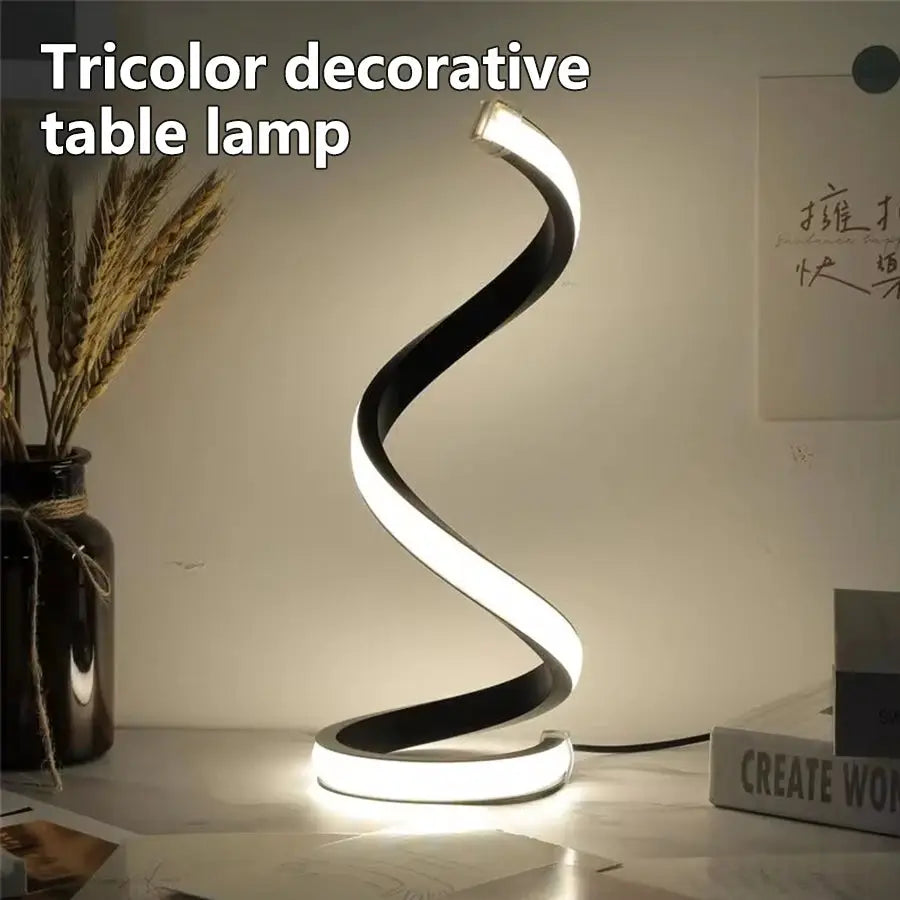 LuminaGlow Spiral LED Table Lamp Dimmable Night Light For Bedside, Office, And Living Room Decor