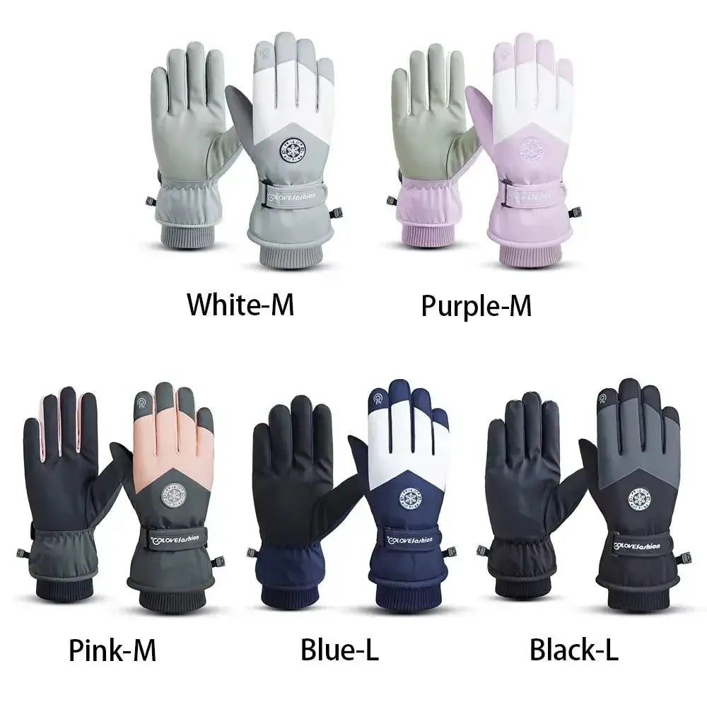 Winter Snowboard Ski Gloves PU Leather Non Slip Touchscreen Waterproof Fleece Warm Riding Gloves For Motorcycle Cycling